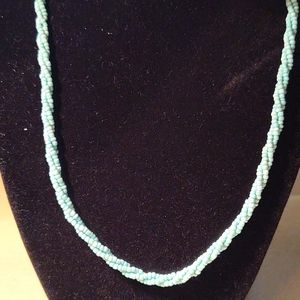 Necklace Turquoise glass and wooden beads